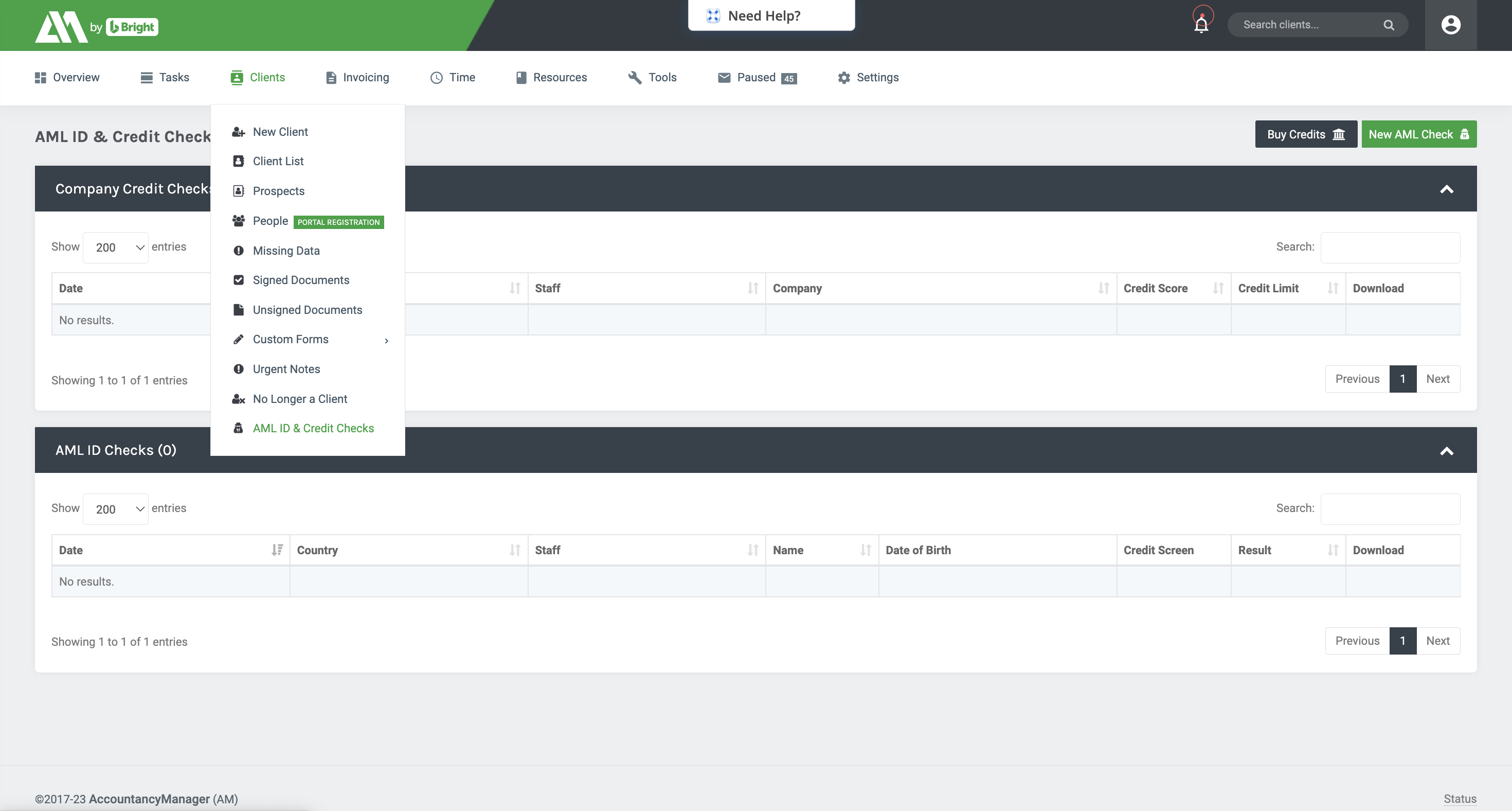 Client AML screenshot
