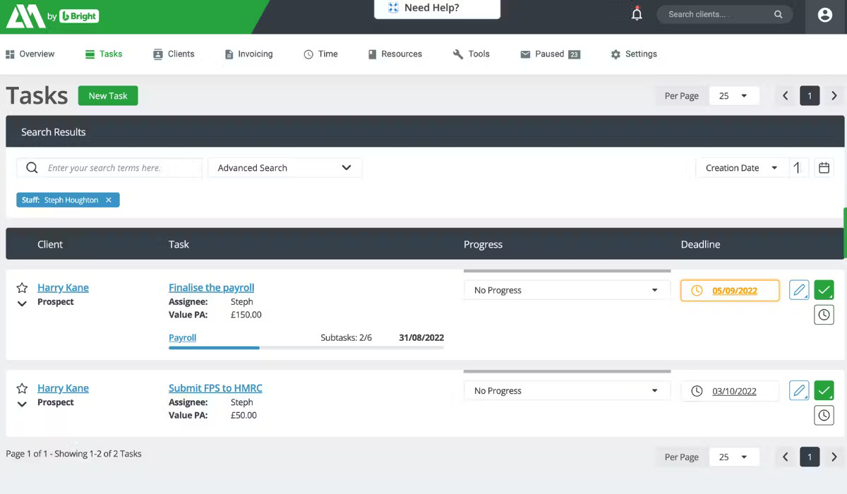 AccountancyManager tasks dashboard