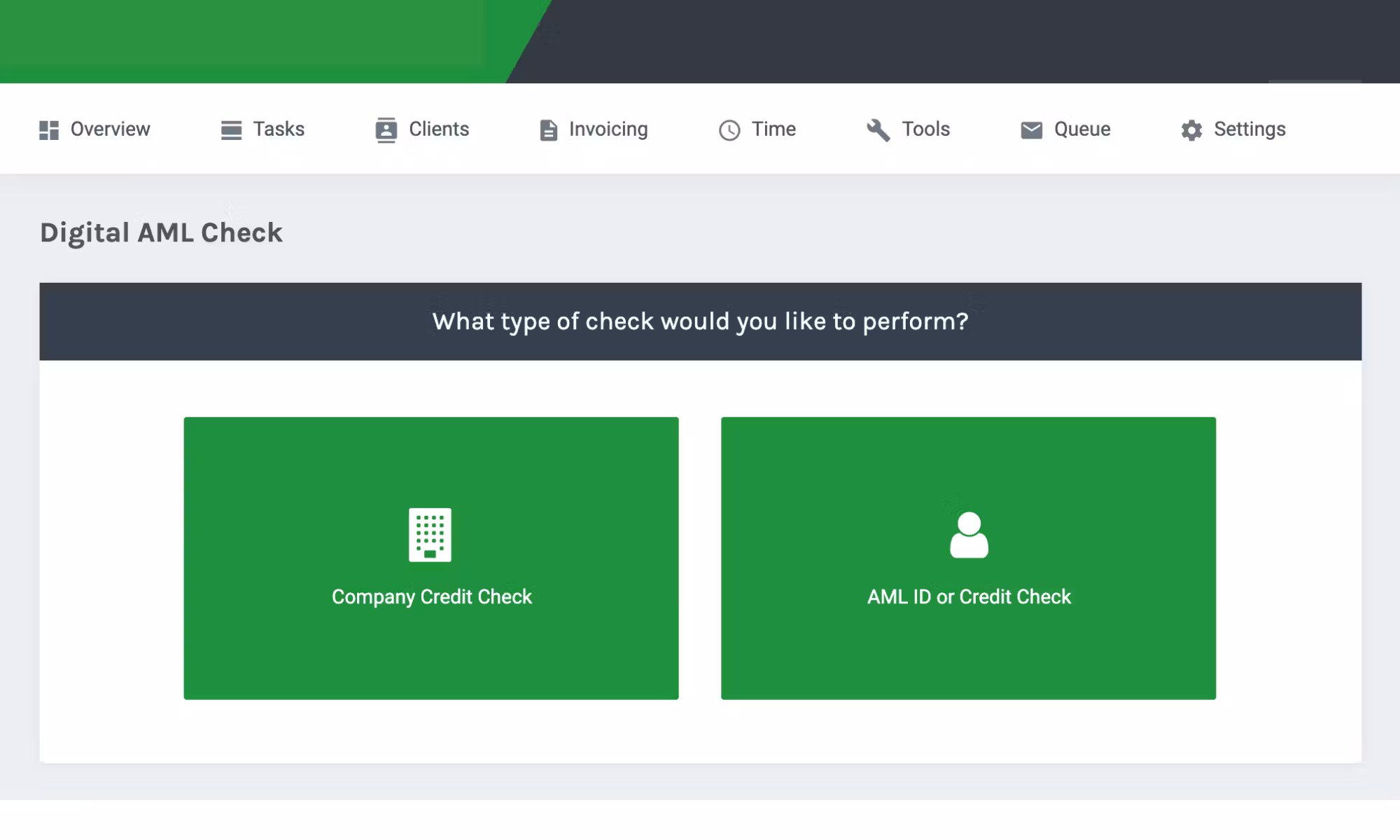 Digital AML Check dashboard